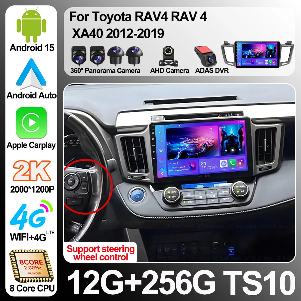 10" 2din Android 16 For Toyota Rav4 Rav 4 Xa40 2012-2019 Car Radio Carplay Multimedia Vide | AUTOKITSHOP