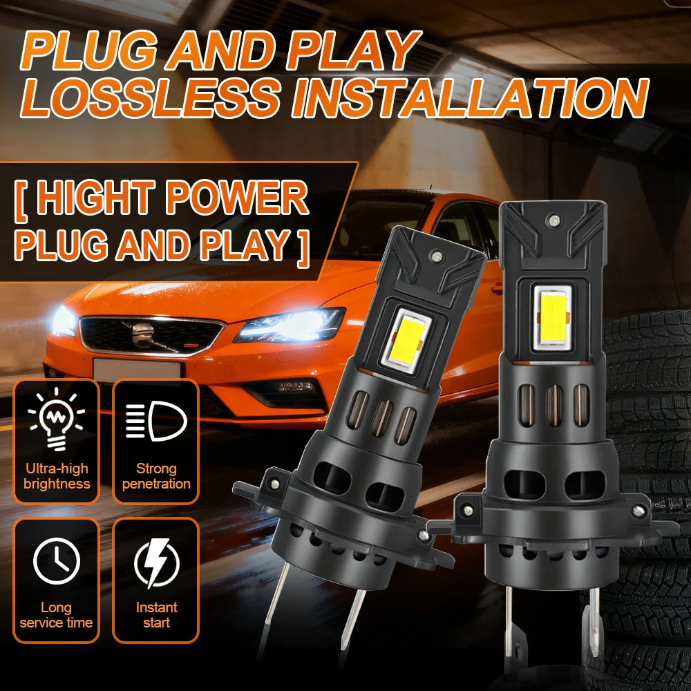 H7 H4 LED CANBUS Headlights Bulb 500000LM Wireless Spotlight Automobile Diode Lamp Plug An