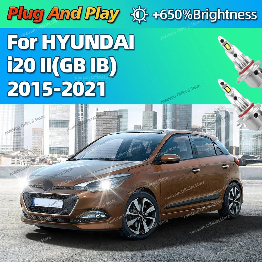 160W LED Light Mini Head Lamp Wireless Car Headlight 6000K For HYUNDAI i20 II GB IB 2015 2