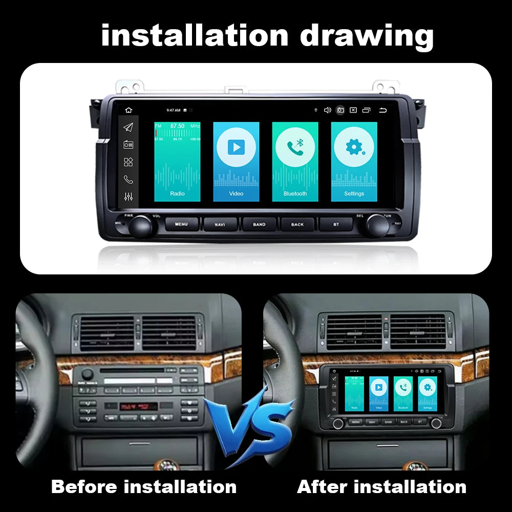 Wireless CarPlay Android OS Car Radio for BMW E46 1998 - 2006 Car Intelligent Touch Displa