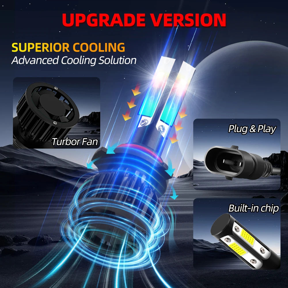 2/4Pcs 6000K Auto LED Lamp 4Side Chip Car Headlight HB3 H7 Light Bulbs 180W For Subaru Out