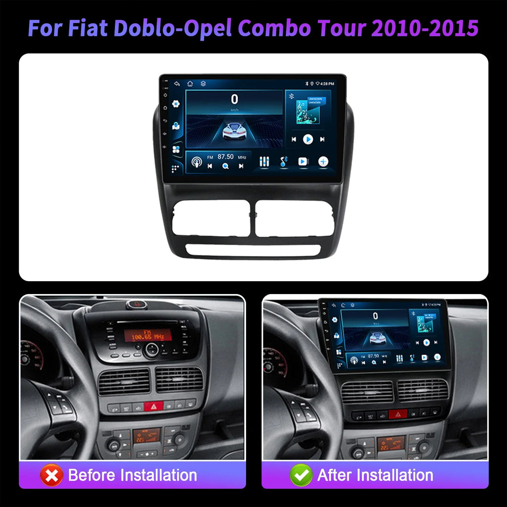 Car Radio For Fiat Doblo-Opel Combo Tour 2010-2015 Android 14 Wireless Carplay Multimedia