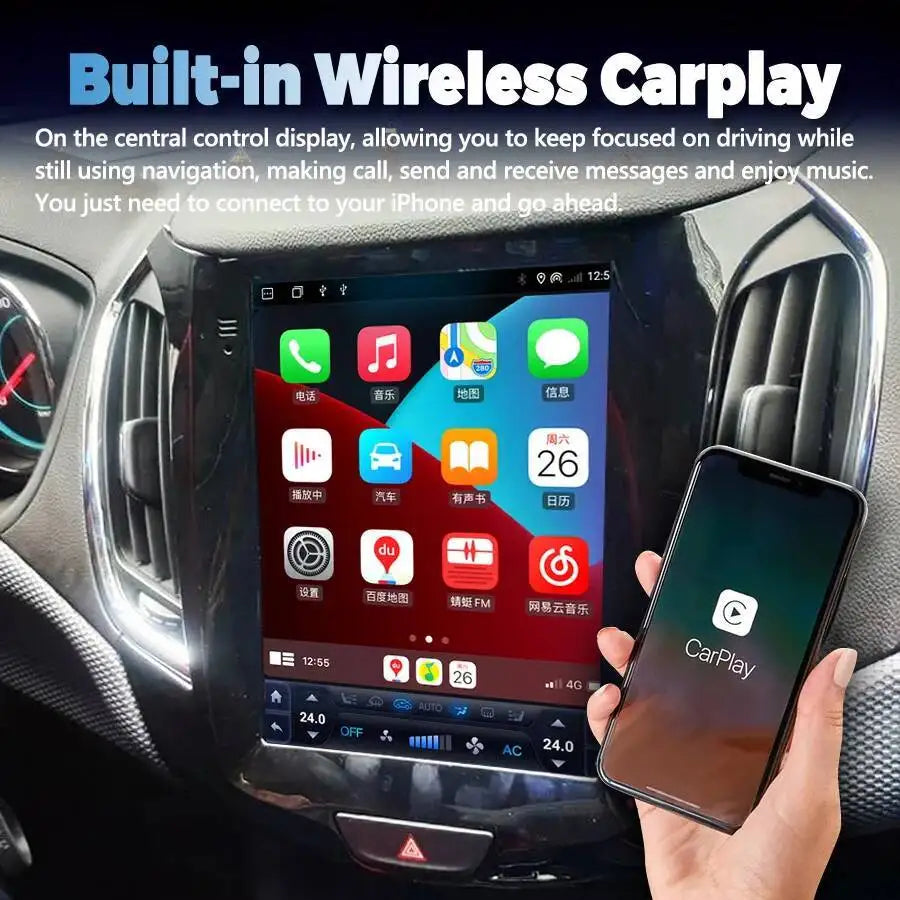 10.4inch Car Multimedia Video Player HU GPS Screen For Chevrolet Cruze LTZ 2015-2017 Carpl
