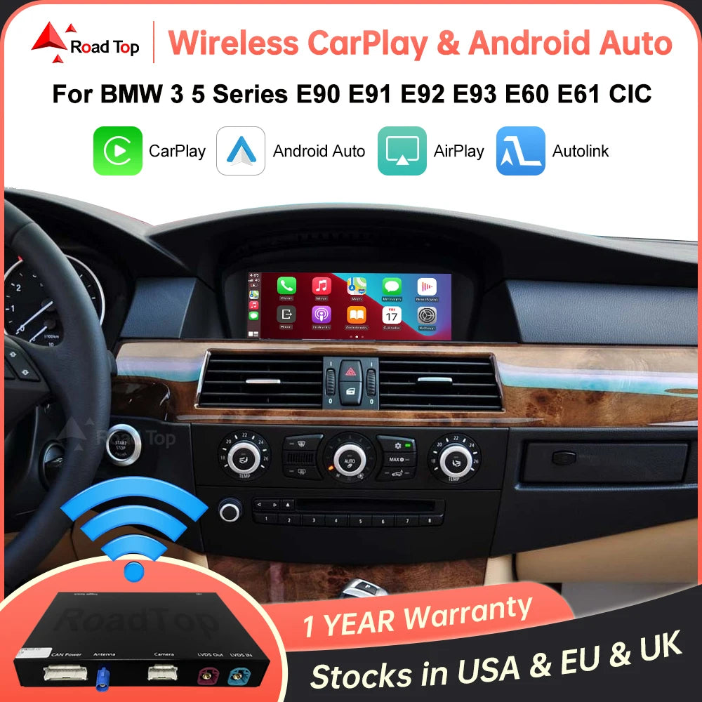 RoadTop Wireless CarPlay Android Auto for BMW 3 Series E90 E91 E92 E93 5 Series E60 E61 20 | AUTOKITSHOP