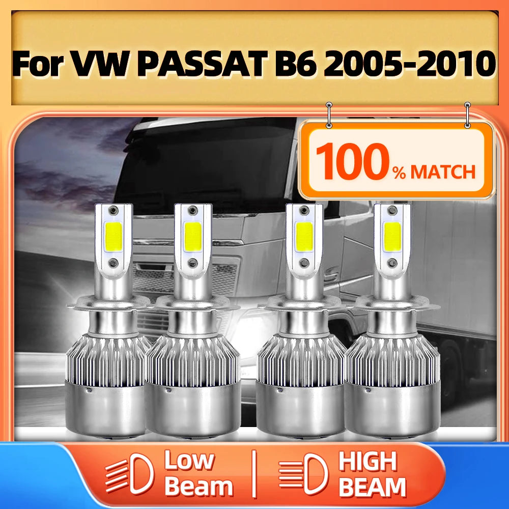 H7 Canbus LED Headlight Bulbs 240W 40000LM Truck Headlamp 12V 6000K White For VW PASSAT B6
