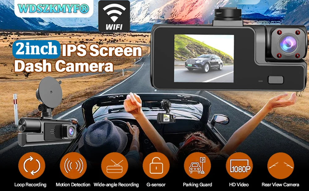 3Camera Dash Cam 2cam Car Camera 1080P Video Recorder WIFI Car DVR Front Rear View Camera Night Vision Black Box Car Accessories