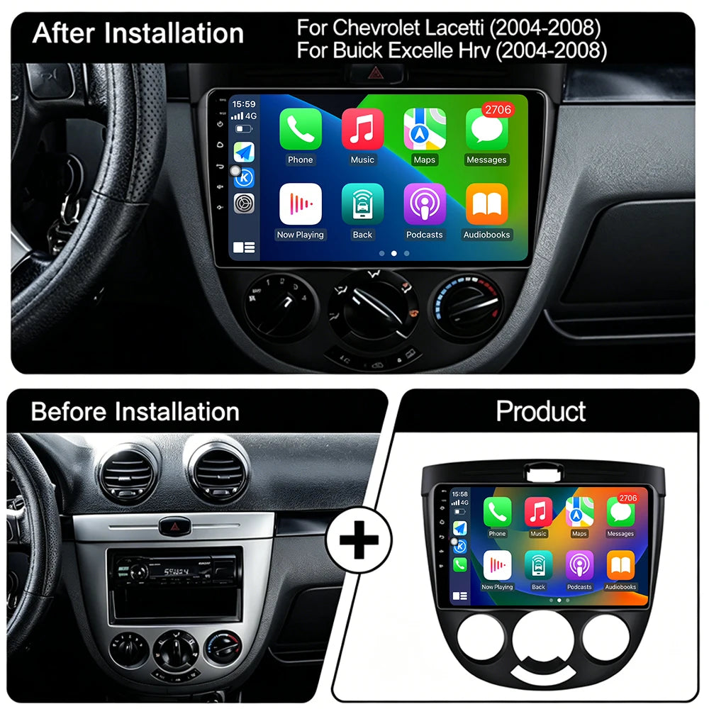 Android 16 Autoradio Carplay For Chevrolet Lacetti 2004-2013 Car Multimedia Player Audio F