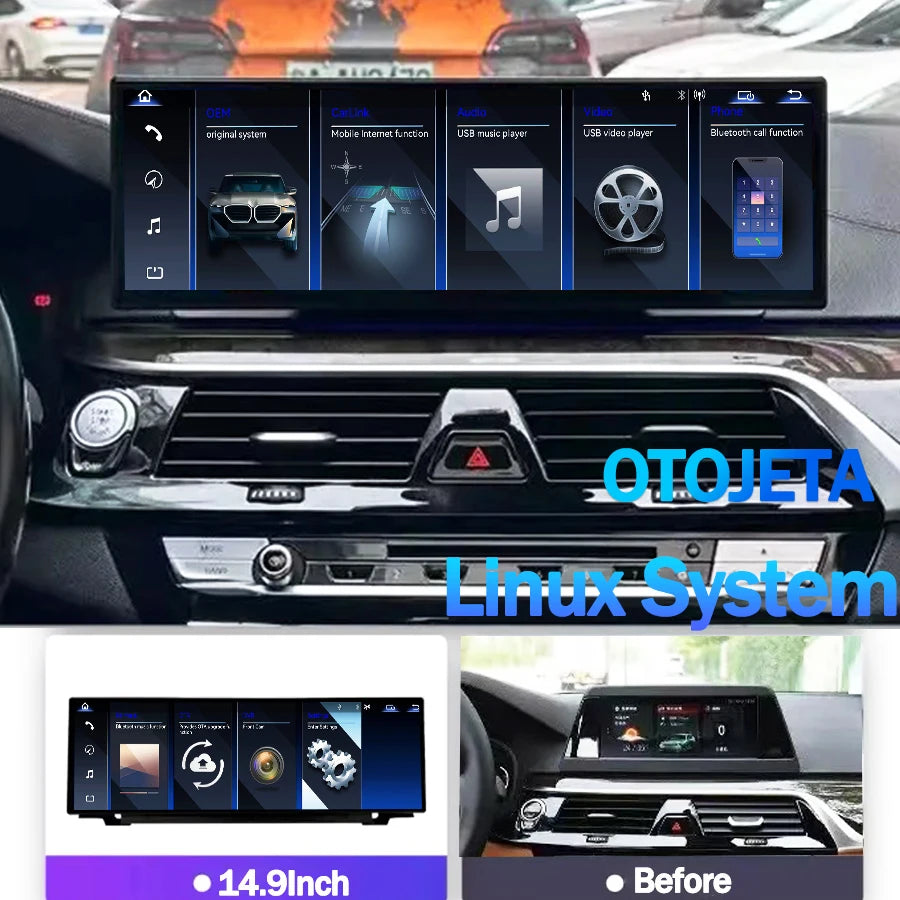 14.9" Car Linux Players Multimedia Screen For BMW 5 Series G30 G35 G38 2018-2023 CCC CIC C | AUTOKITSHOP