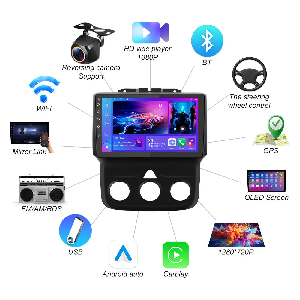 Android 16 For Dodge Ram 1500 2500 3500 2013-2018 Car Radio Wireless Carplay Auto Multimed | AUTOKITSHOP