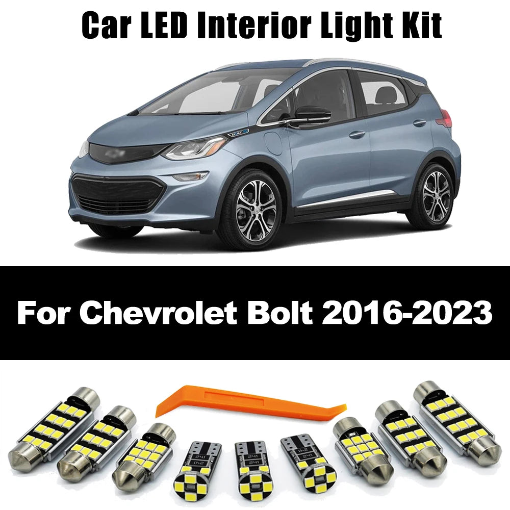 ZITWO 9Pcs LED Interior Dome Map Light Kit For Chevrolet Chevy Bolt EV EUV 2016 2017 2018 2019 2020 2021 2022 2023 Accessories