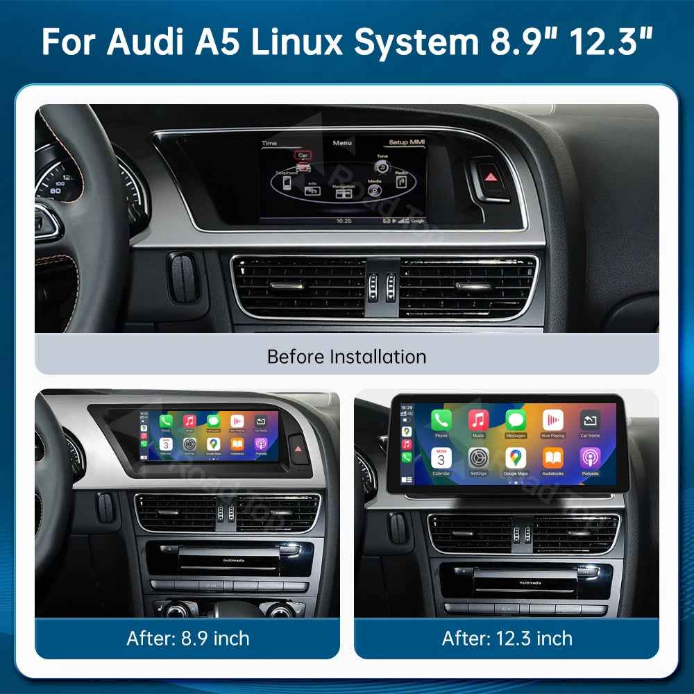 RoadTop Linux Touch Screen Wireless Carplay Car Multimedia Display For Audi A5 2008-2016 W | AUTOKITSHOP