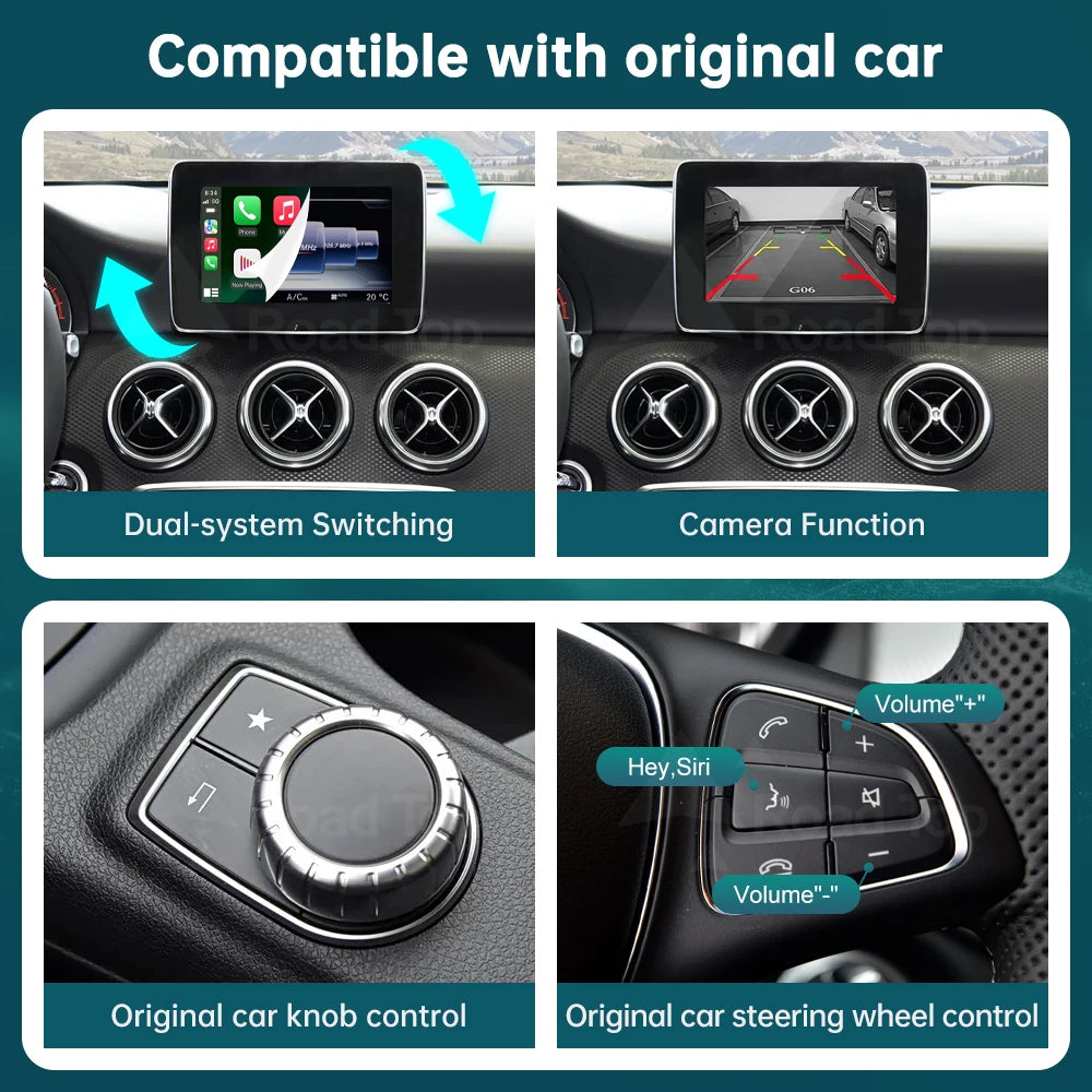 RoadTop Wireless CarPlay for Mercedes Benz A-Class W176 B-Class W246 GLA CLA 2016-2018 wit