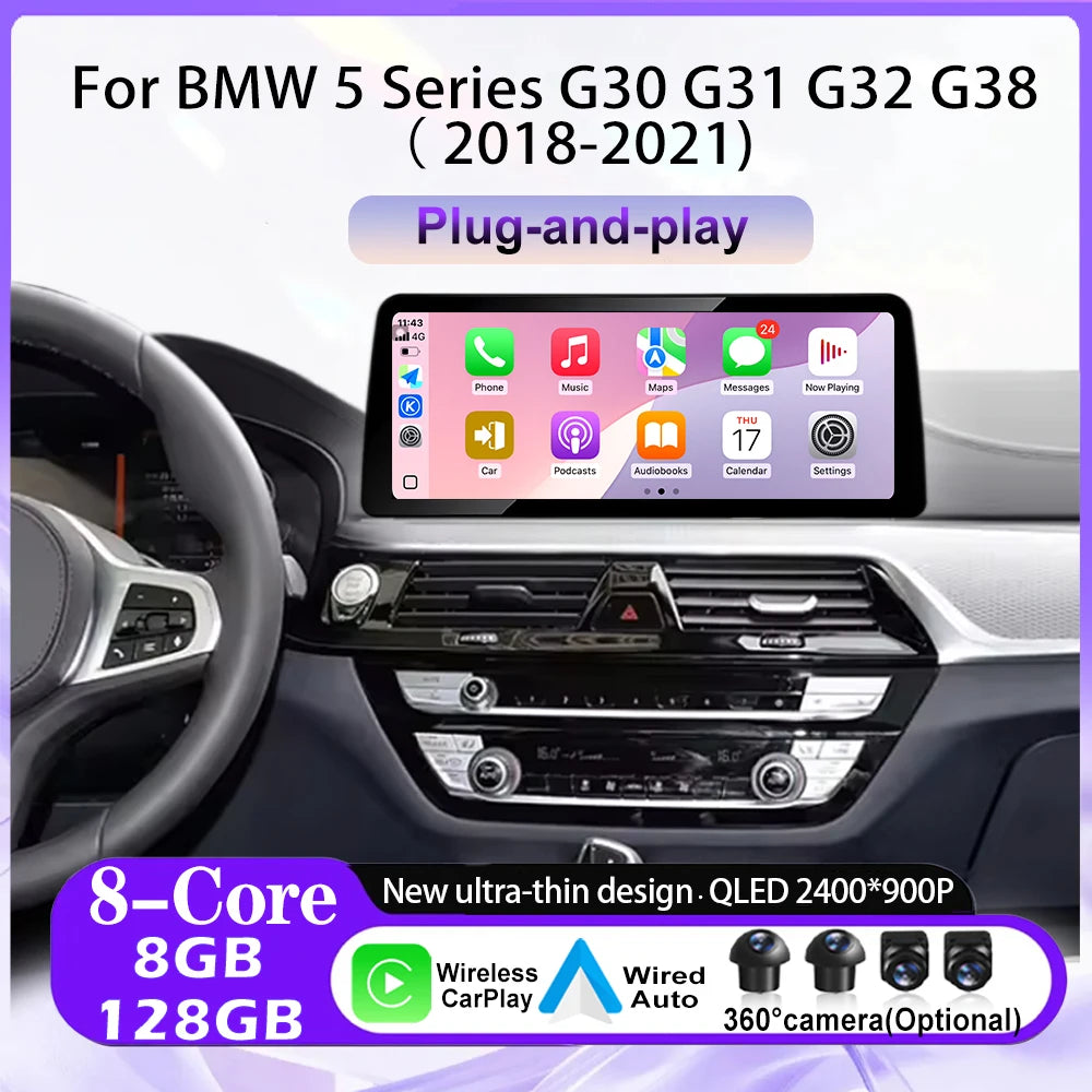 For BMW 5 Series G30 G31 G32 G38 2018-2021 EVO System Android Auto Wireless Carplay Car Ra