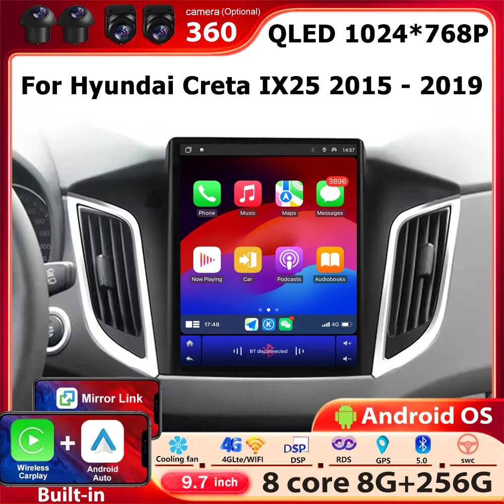 Car Radio Multimedia Video Player GPS Navigation Stereo For Hyundai Creta IX25 2015 - 2019