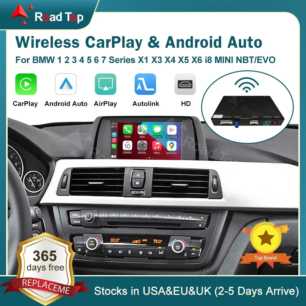 RoadTop Wireless CarPlay for BMW NBT EVO 1 2 3 4 5 6 7 Series X1 X3 X4 X5 X6 MINI F56 F15