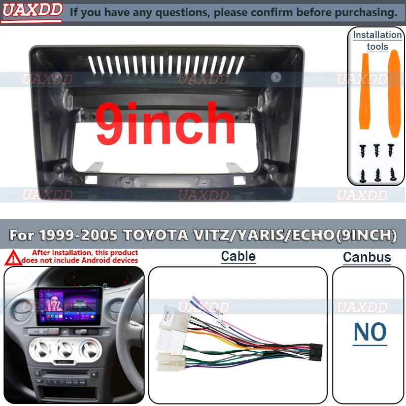 Adaptateur Fascia cadre voiture 9inch panneau montage tableau Android For Toyota Vitz Yari