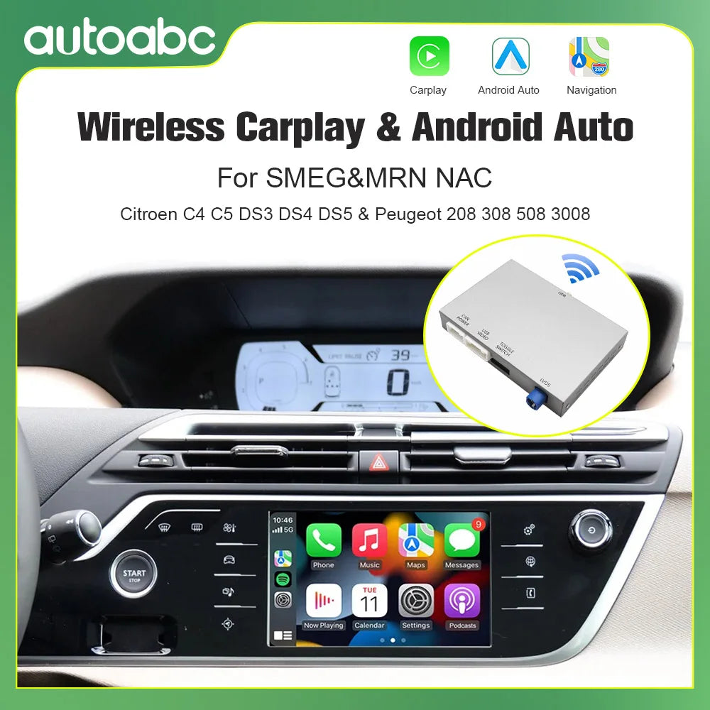 Wireless Carplay adapter Android Auto module For Peugeot Citroen SMEG MRN 208 308 508 3008 | AUTOKITSHOP