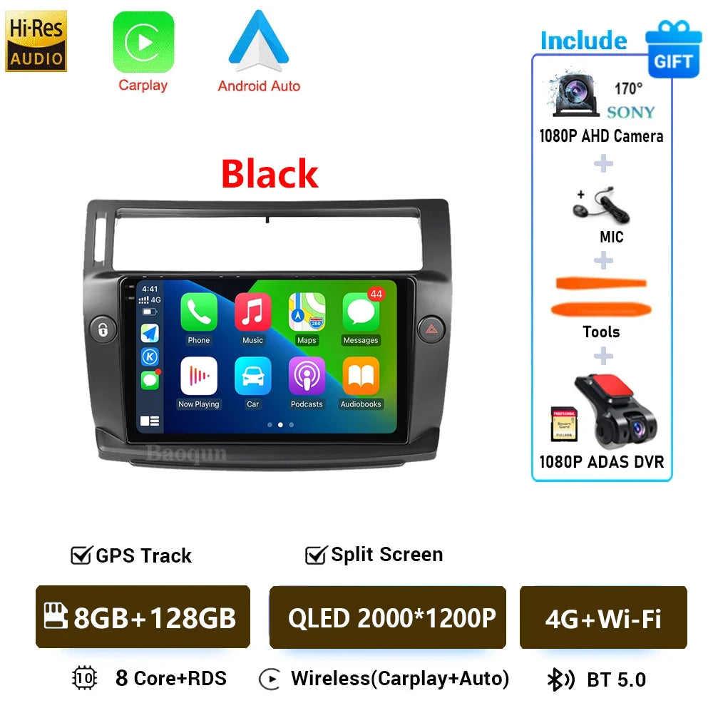 Android 16 For Citroen C4 C-Triomphe Quatre 2004-2014 Navigation GPS Multimedia Car Radio