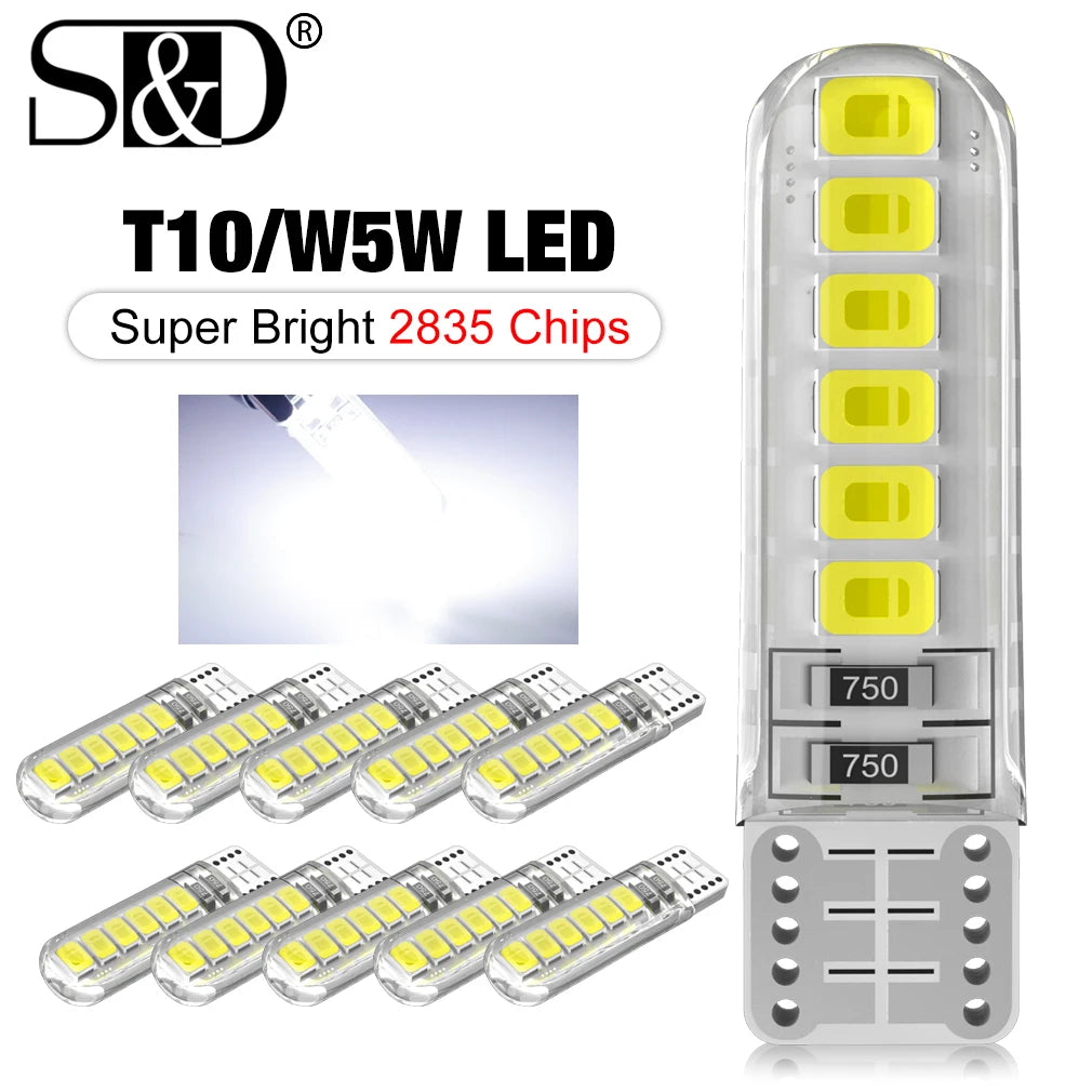 2/10x W5W T10 Led Bulbs Canbus 168 194 12pcs 2835 Chips Car Interior Dome Reading License