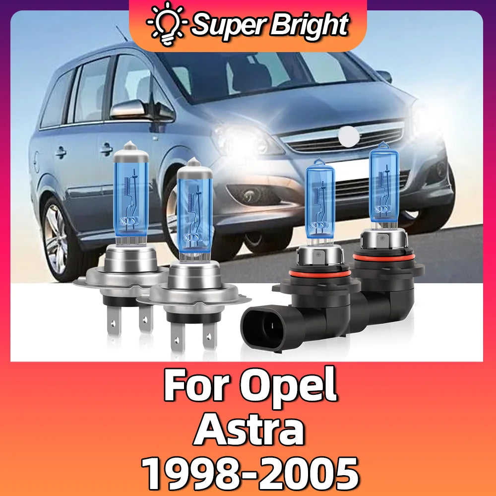 2/4x Halogen Headlight High Low Lamp Brightest Downroad with Whiter Light For Opel Astra 1