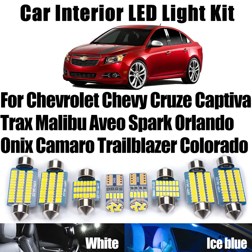 LED Interior Light Kit for Chevrolet Chevy Cruze Captiva Trax Malibu Aveo Spark Orlando Onix Camaro Trailblazer Color...