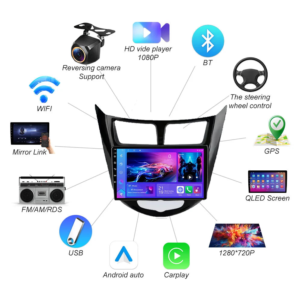 Android 16 For Hyundai Solaris Verna Accent 1 2010 - 2016 Car Radio Multimedia Video Playe | AUTOKITSHOP
