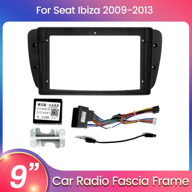 2 Din Car Radio Fascia Frame for Seat Ibiza 6j 2009 - 2013 9 INCH Android Player Dash Kit  | AUTOKITSHOP