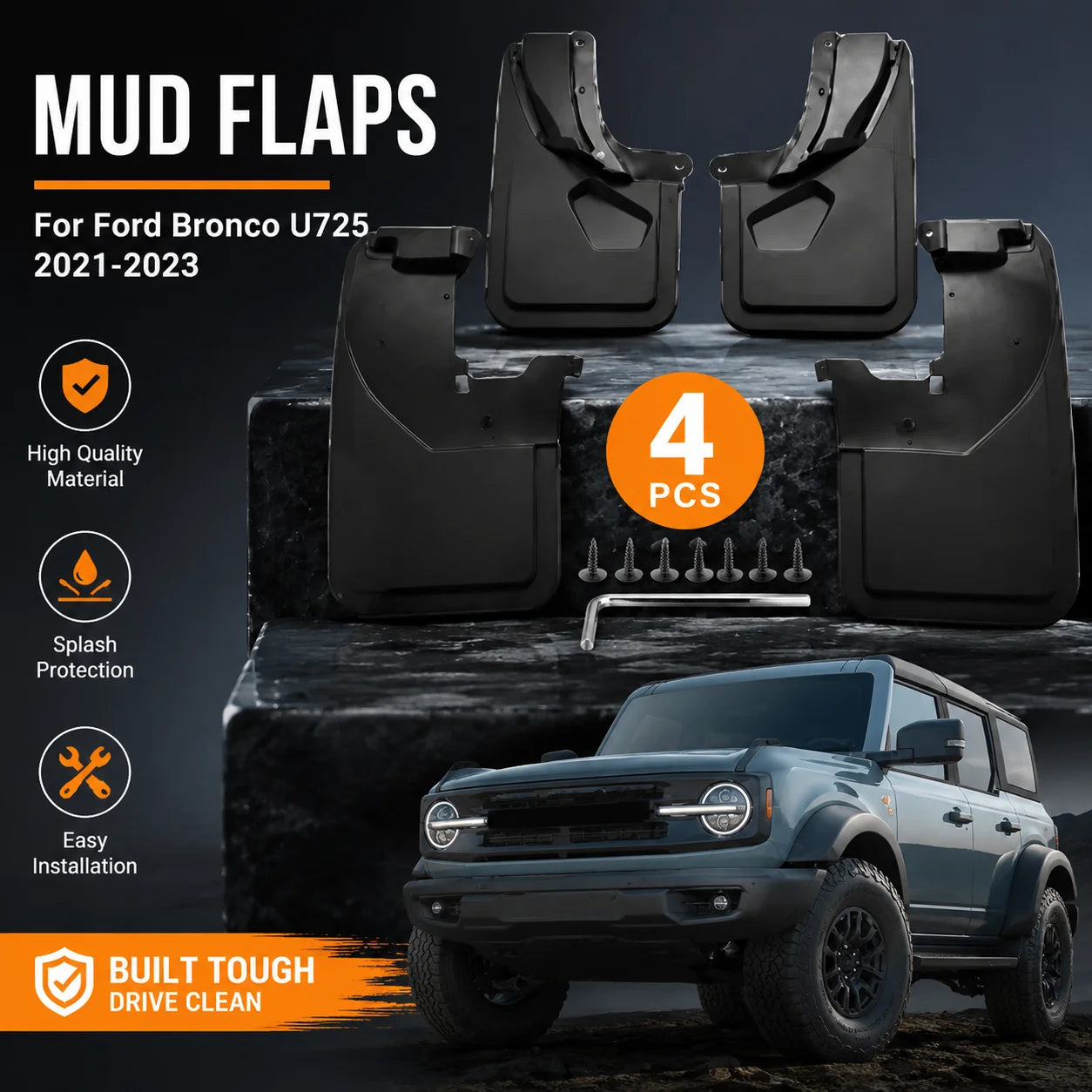For Ford Bronco U725 2021 2022 2023 Car Front Rear Mudguard Splash Guard Fender Mud Flap W | AUTOKITSHOP