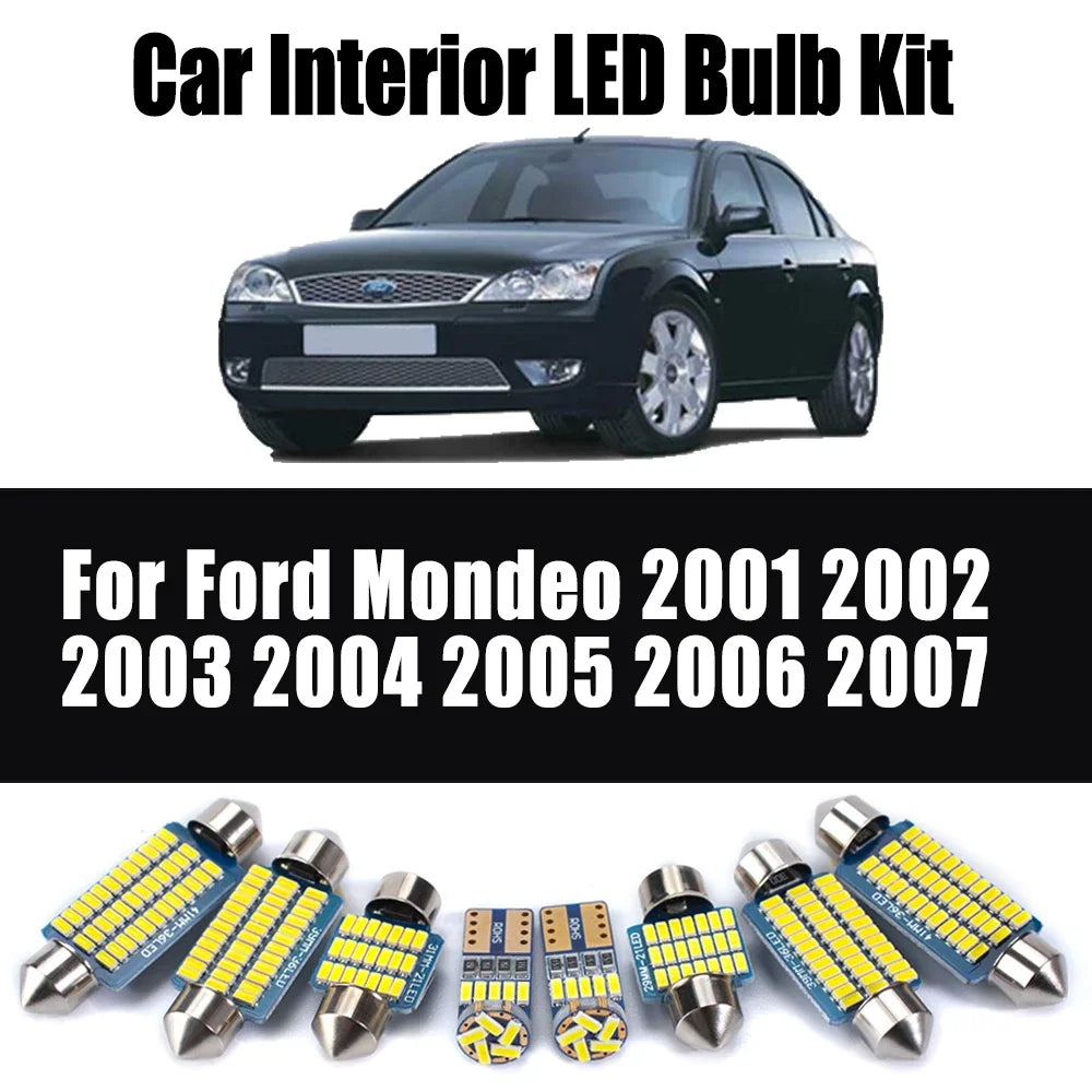 14-Piece LED Interior Light Kit for Ford Mondeo 2001- 2005 - Canbus Dome Map Door Trunk Bulbs | AUTOKITSHOP