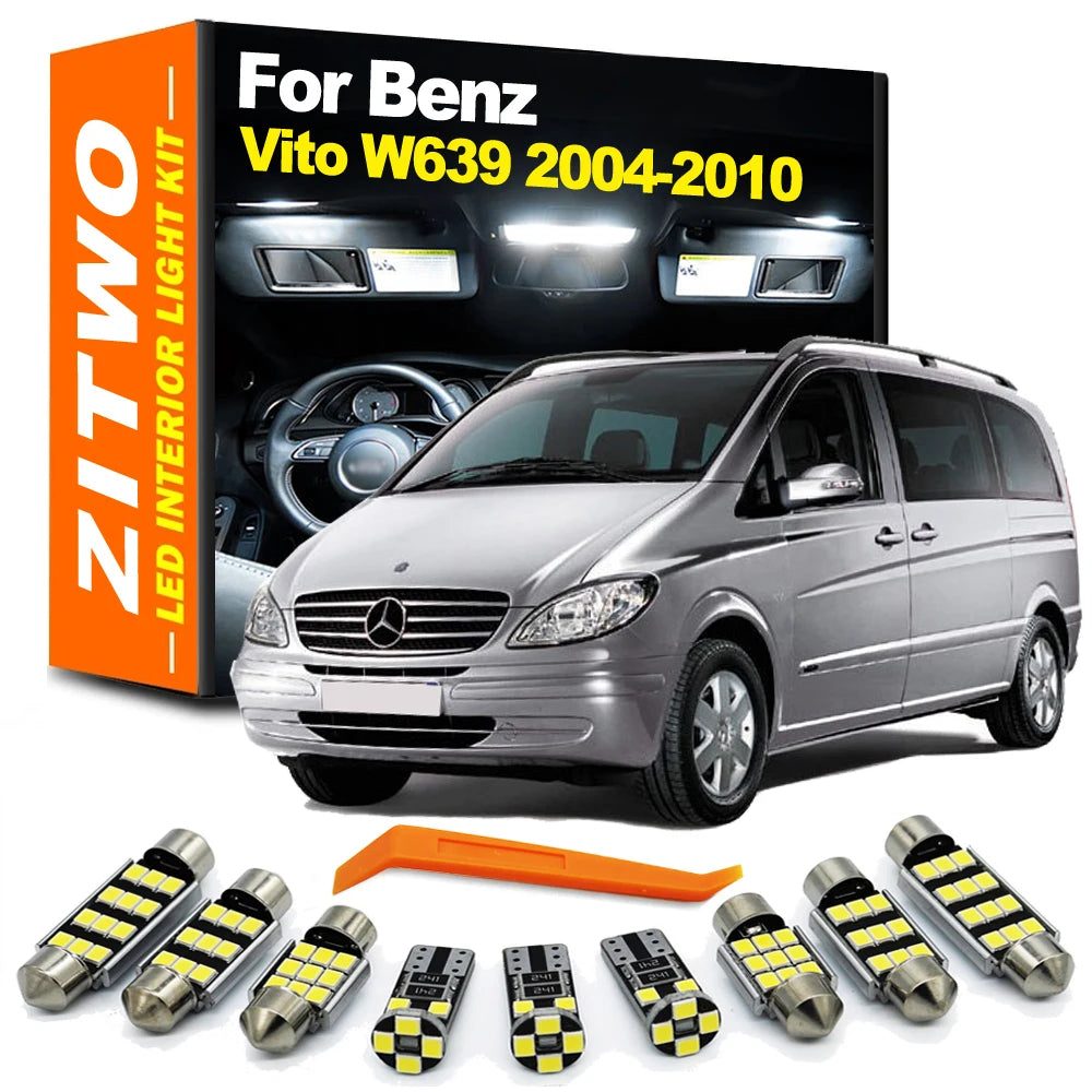 ZITWO 13Pcs Canbus LED Bulb Interior Dome Map Trunk Light Kit For Mercedes Benz Vito W639 2004 2005 2006 2007 2008 2009 2010