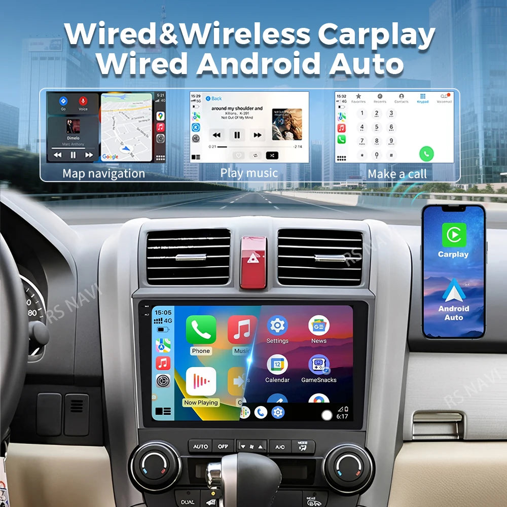Android 16 For Honda CRV CR-V 3 RE 2006 - 2012 2K QLED Android Car Radio Multimedia Video