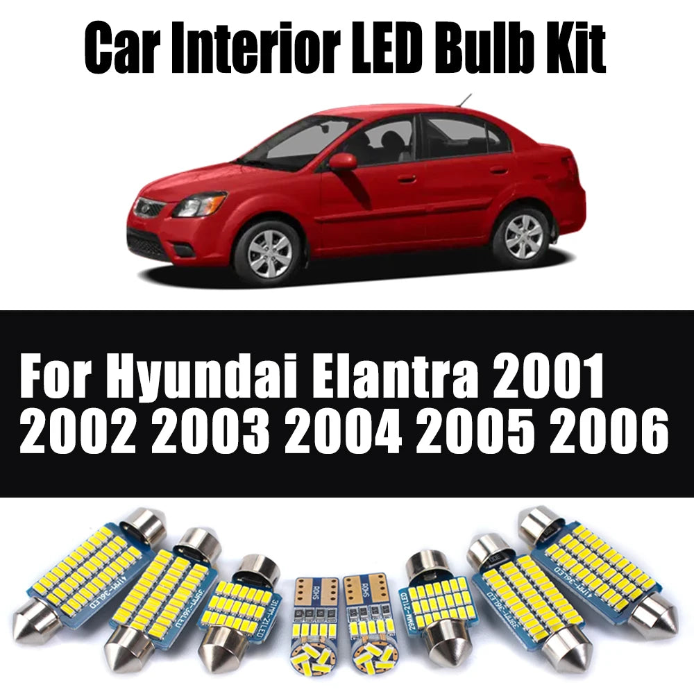 10-Piece LED Interior Light Kit for Hyundai Elantra 2001- 2004 - Canbus Dome Map Door Trunk Bulbs | AUTOKITSHOP