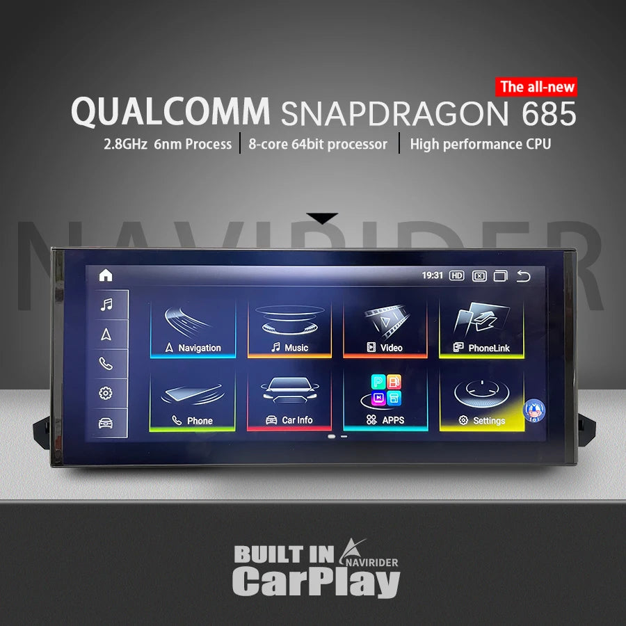 Snapdragon 685 12.3inch Android Qled Screen For Audi Q5 Q5L SQ5 2017-2020 Carplay Navigati