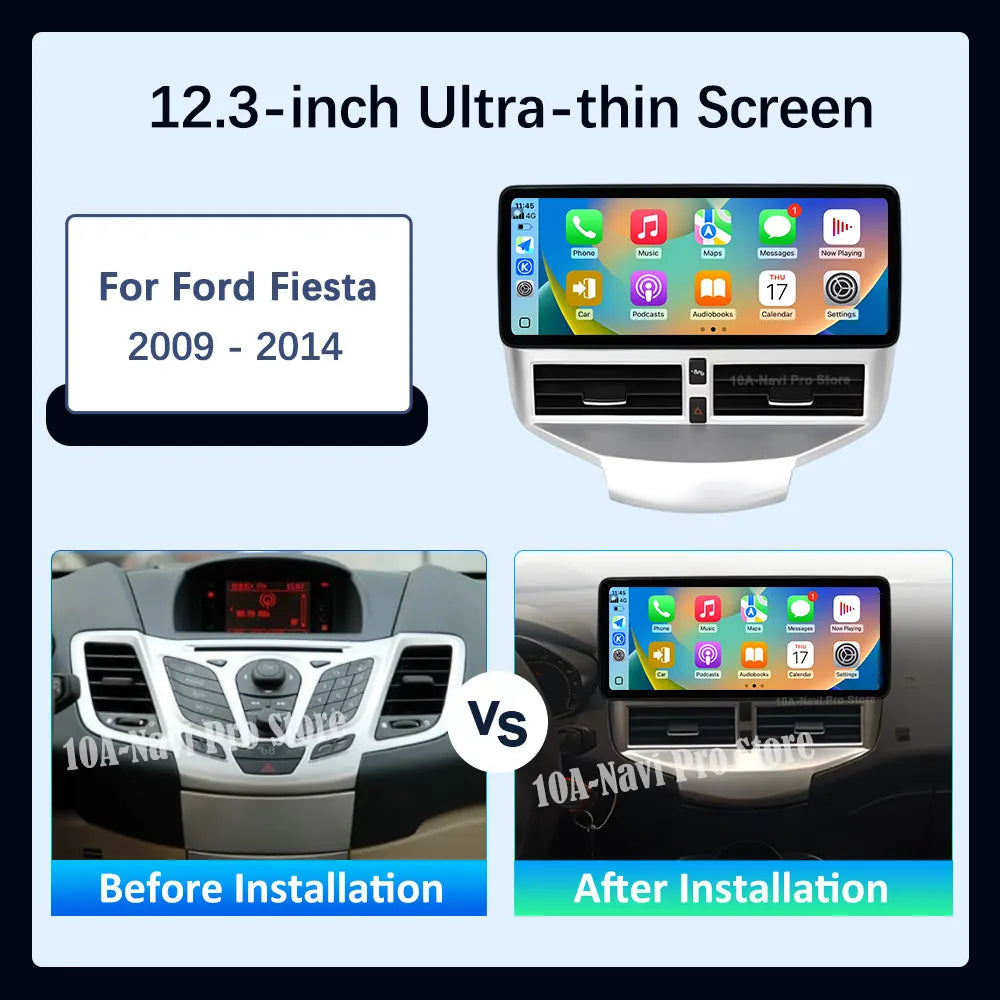 12.3 '' BT Car Video Multimedia Player WiFi Android 16 GPS Carplay 4G for Ford Fiesta 2009