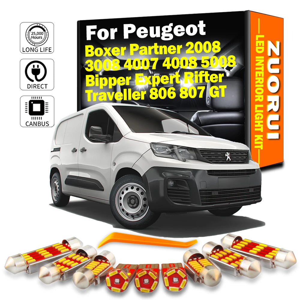 LED Interior Light Kit for Peugeot Partner Boxer - Canbus Error-Free Bulbs | AUTOKITSHOP