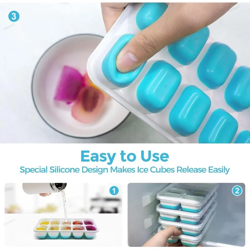 Stackable Ice Cube Tray Set 3 Pack With Lid And Storage Bin Silicone Bottom Freezer Mold With Ic - Automotive LED Light