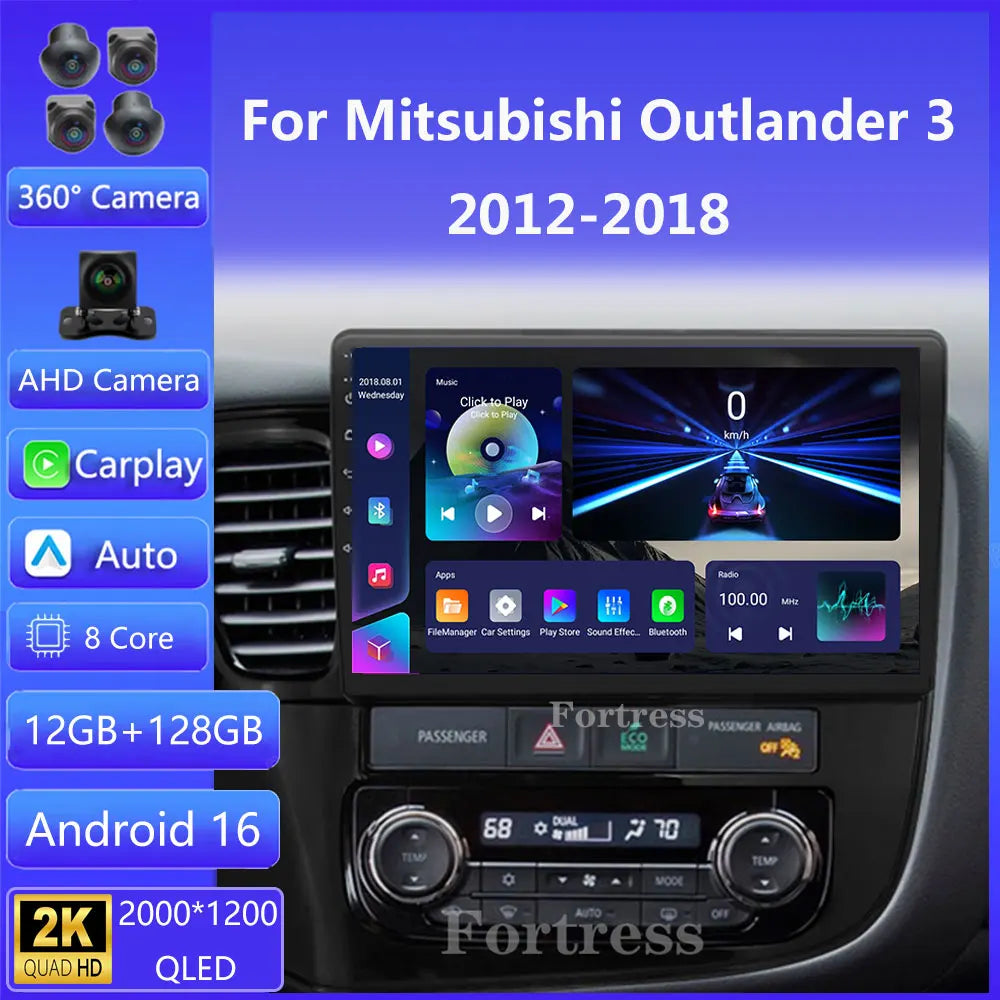 2din Android 16 Carplay Car Radio For Mitsubishi Outlander 3 xl 2012 - 2018 Multimedia Pla