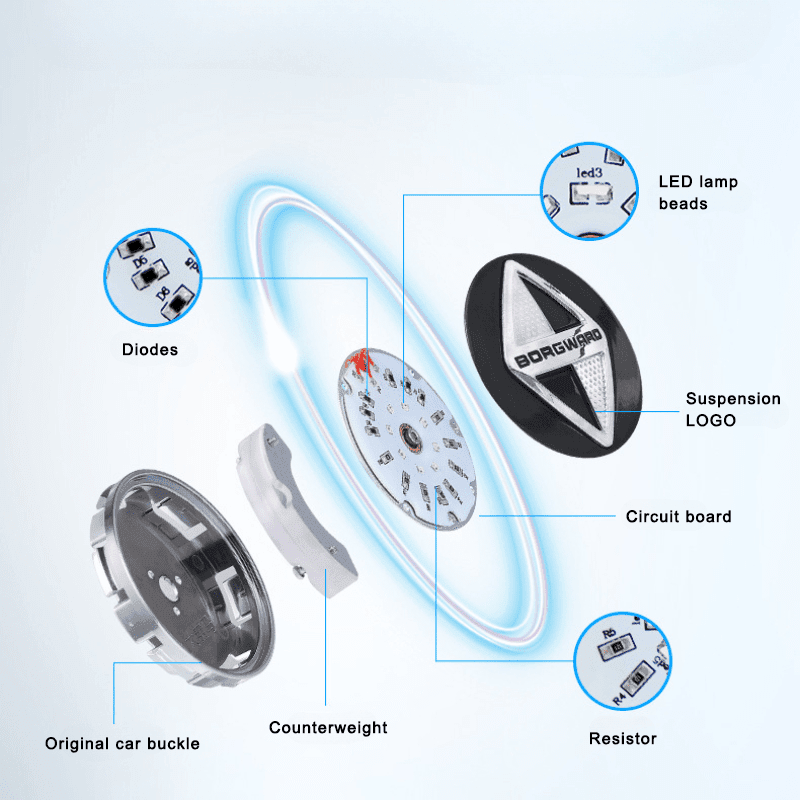 Suitable For Borgward Magnetic Suspension Hub Caps & LED Suspension Luminous Wheel Hub Lights
