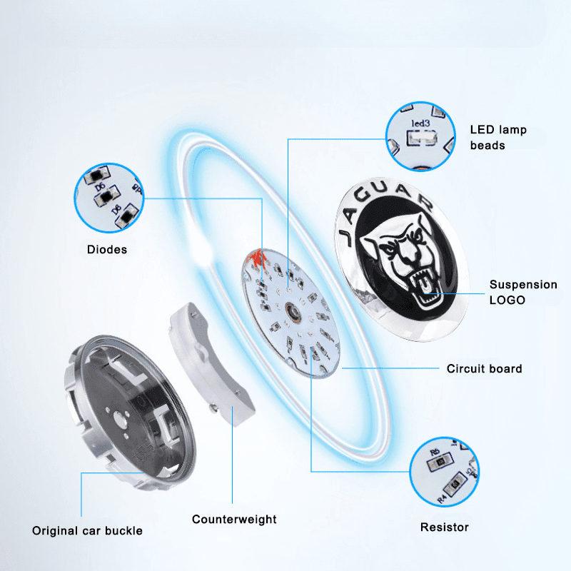Suitable For Jaguar Magnetic Suspension Hub Caps & LED Suspension Luminous Wheel Hub Lights