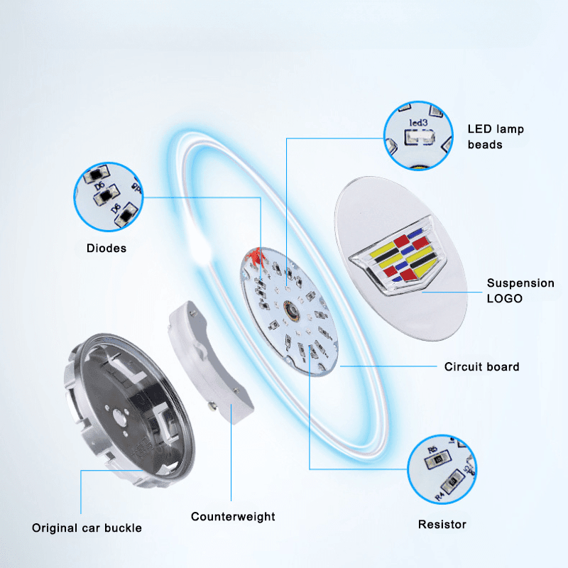 Suitable For Cadillac Magnetic Suspension Hub Caps & LED Suspension Luminous Wheel Hub Lights