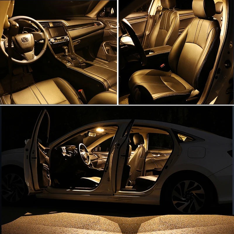 AutoKitShop 17Pcs Complete LED Bulb Interior Dome Map Trunk Door Plate Light Kit For Toyota Avensis T25 2003 2004 2005 2006 2007 2008